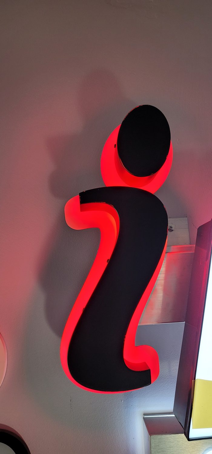 Halo-lit channel letter at night